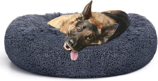 MIXJOY Orthopedic Dog Bed Comfortable Donut Cuddler Round Dog Bed Ultra Soft Washable Dog and Cat Cushion Bed (20''/23''/30''/36'') (36''x36'', Grey-Blue)