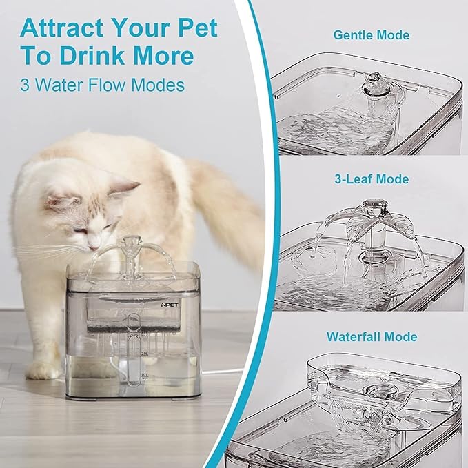 Pet Fountain Cat Water Fountain, 3L Automatic Pet Drinking Fountain Dog Water Dispenser with QuadrupleAction Filter Pet Water Dispenser (Color : with Sensor Switch) (Clear)