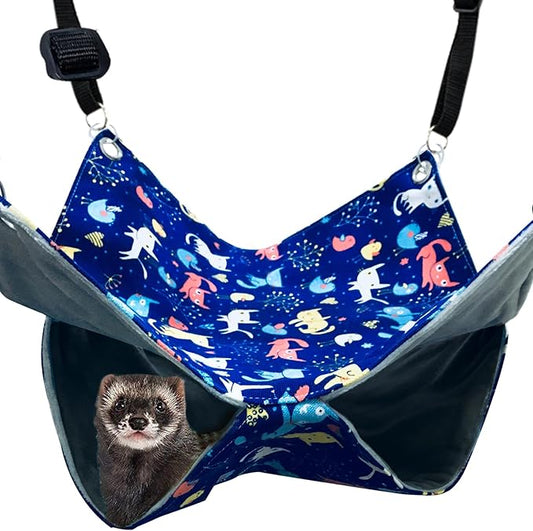 Ferret Rat Hammock Bed Nation Cage Accessories Kit Set Staff House and Hideouts Cave for Guinea Pig Ferret 13.8inch
