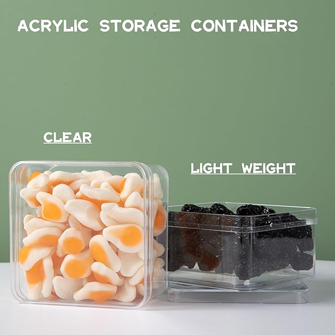 Acrylic Box 2 Packs Clear Display Box Plastic Square Cube Acrylic Storage Containers Wedding Candy Box for Jewelry Collectibles, Minerals,Figurines 4x4x2.4Inch/100x100x60mm