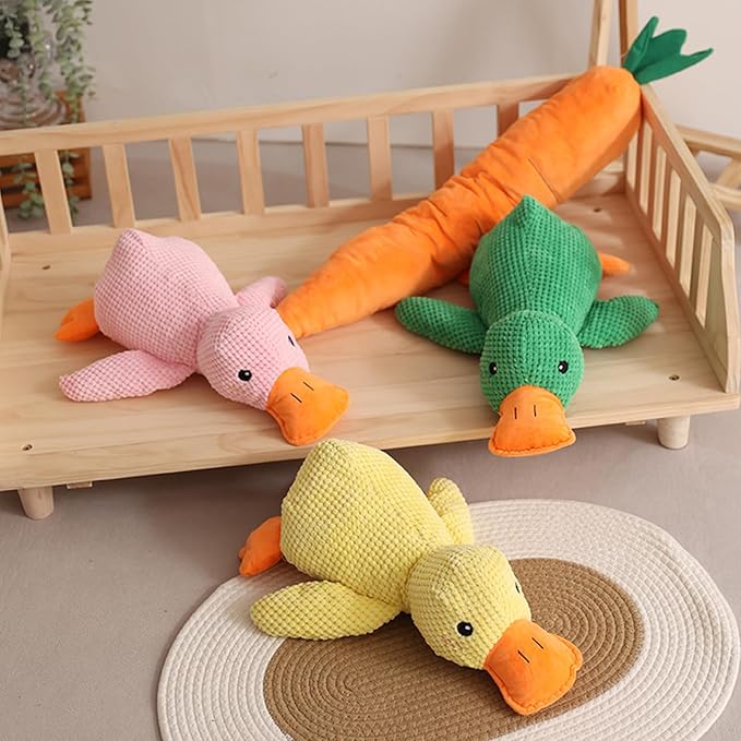 Mellow Dog Calming Duck Toy - Quacking Sound, Indoor Use (Green)
