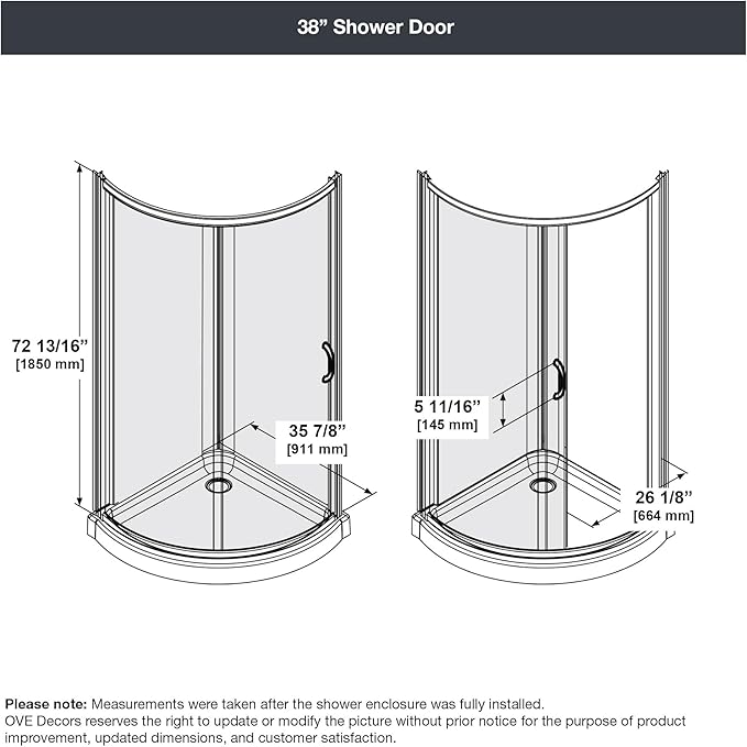 OVE Decors Breeze 38 in. Corner Shower, With Included Base, Clear Glass and Chrome Finish