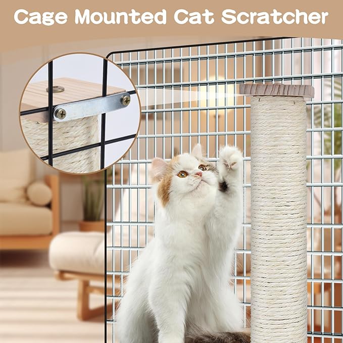 2 Pack Cat Scratching Post for Crate Cage, Wall Mounted Cat Scratcher Post with Self Groomer and Massager, Cat Cage Scratcher Pole to Scratch and Climbing (12.2x2.4in)