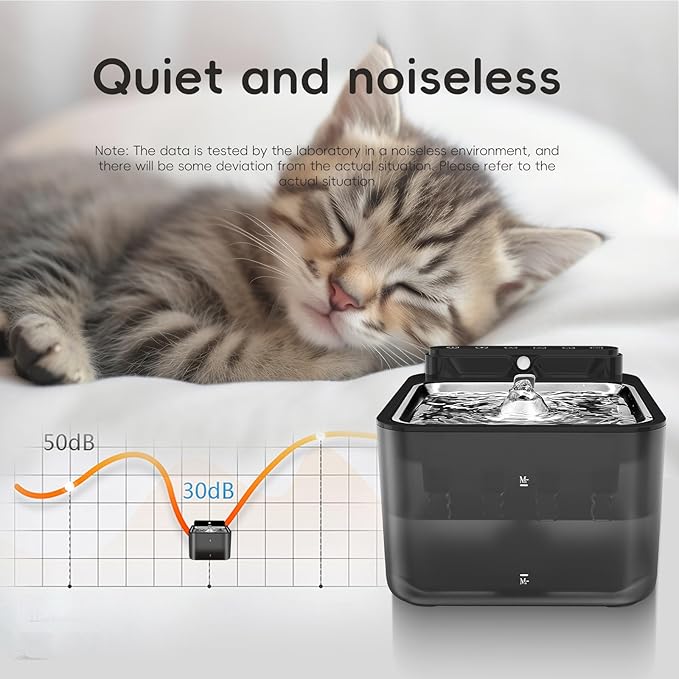Wireless Cat Water Fountain Battery Operated,Water Fountains for Cats Indoor,108oz/3.2L Motion Sensor Pet Water Fountain,BPA-Free, 3 Filters