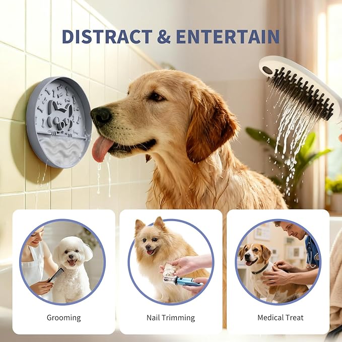 Slow Feeder Dog Bowl with Non-Slip Base, Silicone Puzzle Dog Food Bowl with Unique Design, Slow Feeding Bowl for All Types of Dogs Cats, Interactive Slow Eating, Anti-Choking, BPA-Free