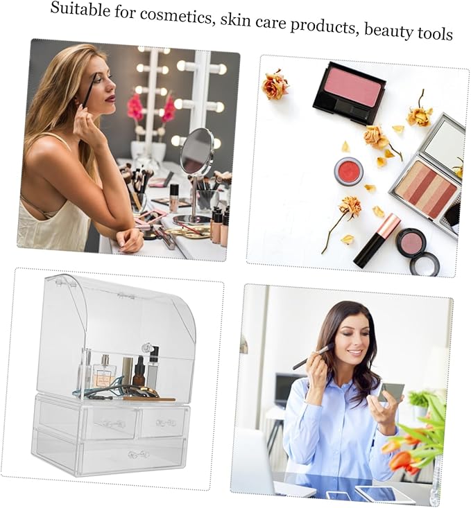 Cosmetic Organizing Holder Desktop Storage Case Makeup Storage Box Acrylic Makeup Case Lid