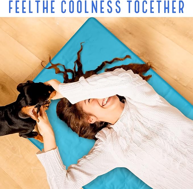 Cooling Pad Mat for Sleep Cooling Mattress Pad Gel for Bed, Relieve Pain, Summer Hot Flashes, Adult, Pets, No Water or Electricity Required(Plain,Light Blue,48 x 28 Inch)