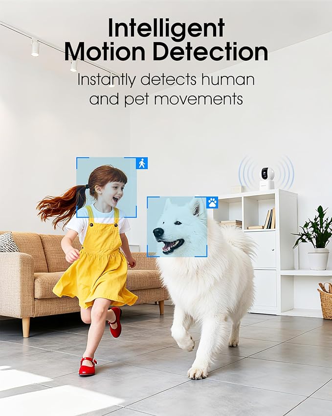 Indoor Security Camera, Camera for Home Security, 5G&2.4GHz Pet Camera with WiFi 6, Motion Tracking, 2-Way Audio, Night Vision, Cloud & SD Card Storage, Compatible with Alexa