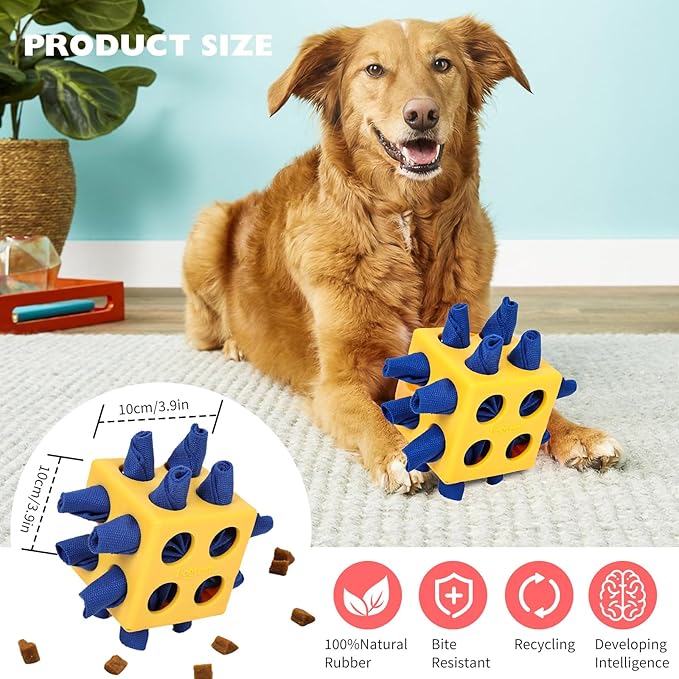 Dog Enrichment Puzzle Toy Snuffle Cube Toy,Interactive Dog Puzzle Toys Encourage Stimulation Food Foraging Skill, Resistant Rope to Hide Treat for Aggressive Puppy,Small,Medium,Large Dogs