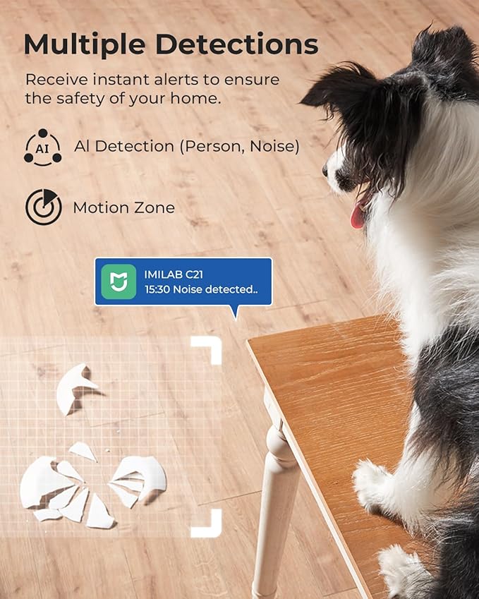 IMILAB C21 2.5K Security Camera Indoor 2 Pack, Room Camera for Bedroom 360° View, Pet Cam w/Phone App & Speaker, Indoor Cam for Dog/Kid/Baby/Elderly, Plug-in, 2.4GHz WiFi, Local/Cloud Storage