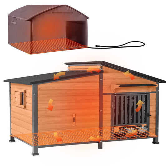 Extra Large 60" Heated Dog House Outdoor Dog Kennel - Image 1