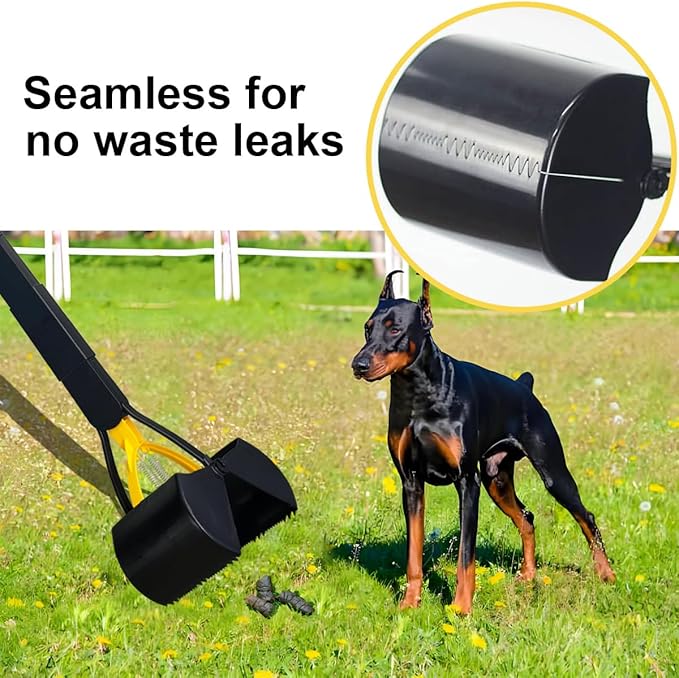 Dog Pooper Scooper for Large Medium & Small Dogs Heavy Duty,Long Handled Dog Poop Scooper for Grass,Durable Dog Poop Pick Up Tool (Yellow)