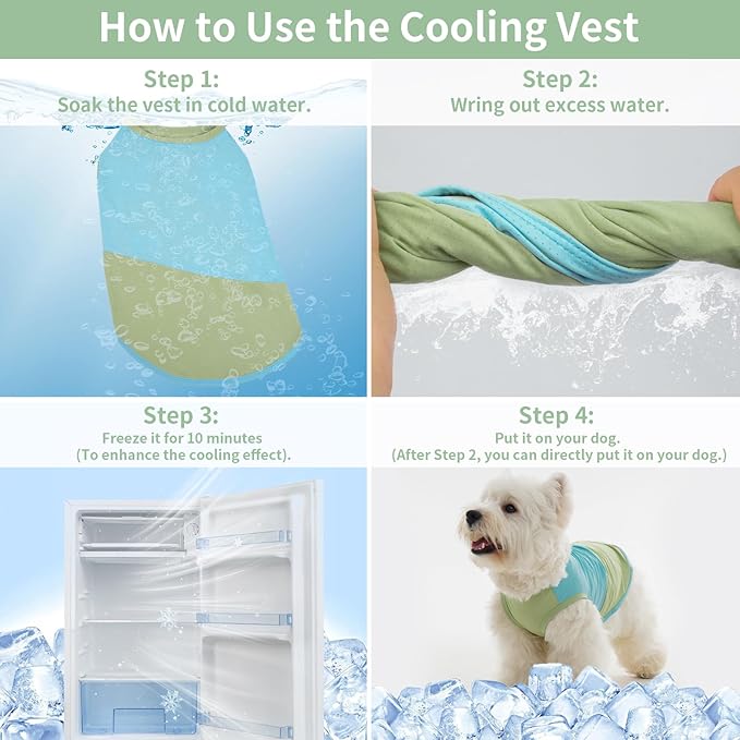 BRKURLEG Dog Cooling Vest, UPF 50+ Sun Protection Dog Cooling Shirts, Breathable Quick Dry Vest for Small to Large Dogs & Cats, Lightweight Summer Pet Clothing for Hiking, Beach, Bluegreen, XL