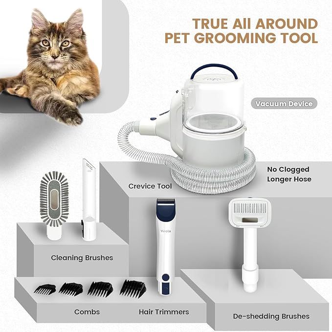 Dog Grooming Kit - 2.5L Large Capacity Dog Vacuum with Clippers, Deshedding Brush, Cleaning Tools, Ultra-Quiet Pet Vacuum for Dogs - P50