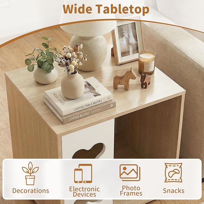 PETSITE Wooden Dog House for Small Sized Dogs, Indoor Dog Cage Nightstand Side End Table with Anti-Slip Robust Metal Legs and Spacious Tabletop, 17 x 16 x 19.5 Inches