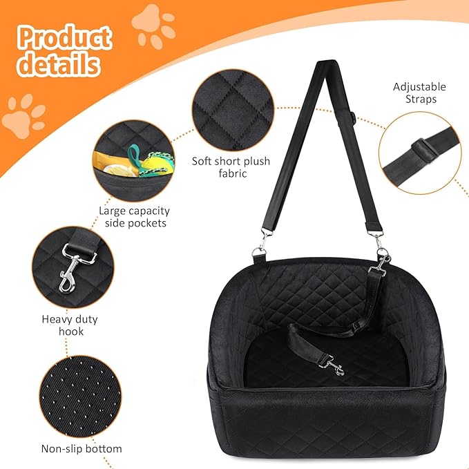 Dog Car Booster Seat for Small & Medium Dogs – Washable, Safe & Comfortable (Under 30 lbs)