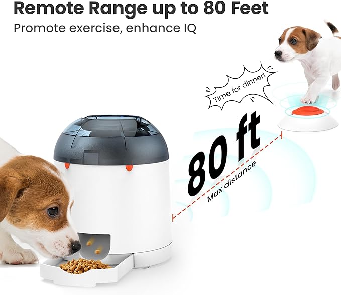 Potaroma Dog Puzzle Feeder Toy, Interactive IQ Training, Electronic Treat Dispenser, Automatic Rechargeable with Remote for Food Dispensing, All Breeds, 280ml Capacity