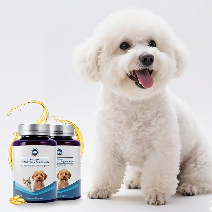 Omega 3 Fish Oil for Dogs, 80 Capsules, Rich in EPA and DHA, Improves Dry Skin, Dandruff, Itching, Reduce Shedding, Supports Cardiovascular and Joint Health, Suitable for Cats and Dogs (2 Bottles)