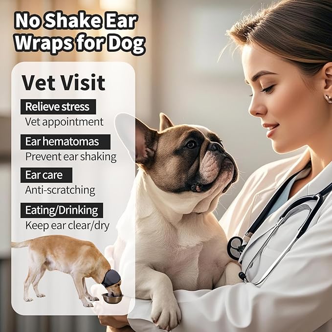 LIANZIMAU Dog Ear Covers for Bath, Swimming & Grooming Water Resistant Dogs Shower Cap Reusable Dog Ear Protection for Noise, Blow Drying Adjustable Ear Wraps for Dogs Bathing Supplies