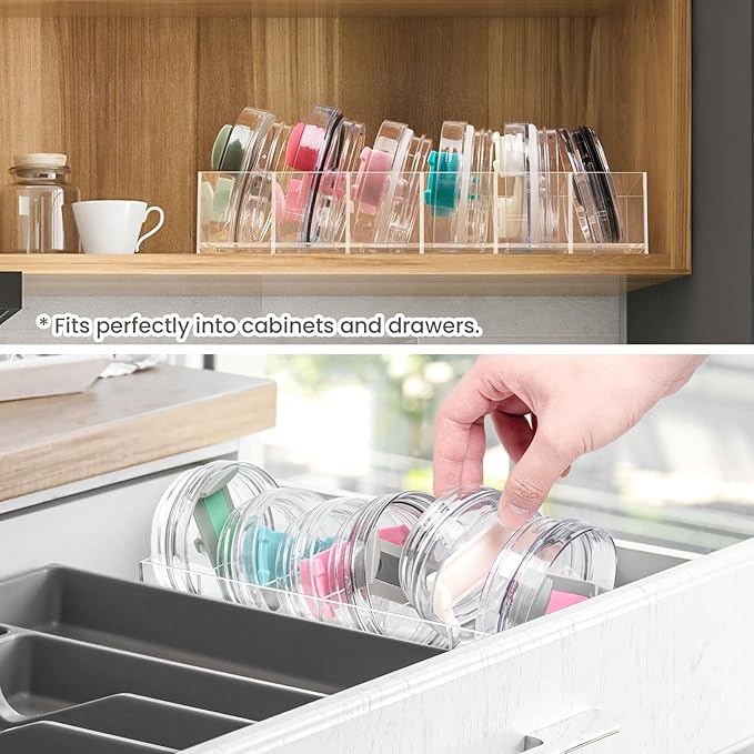 Tumbler Lid Organizer for Stanley Cup Accessories, Cabinet Pantry Kitchen Organizers and Storage Bins for Stanley 40 oz Tumbler with Handle Yeti Tumbler Lids Gifts
