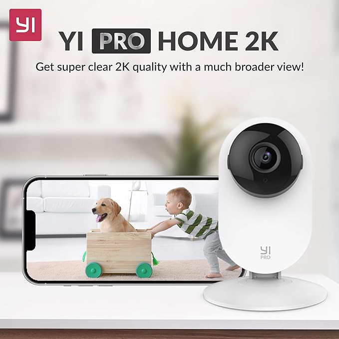YI Pro 2K 3PC Home Security Camera, 2.4GHz Indoor Cameras for Home Security with Person, Vehicle, Animal Smart Detection, Phone App for Baby, Pet, Dog Monitoring, Works with Alexa and Google Assistant