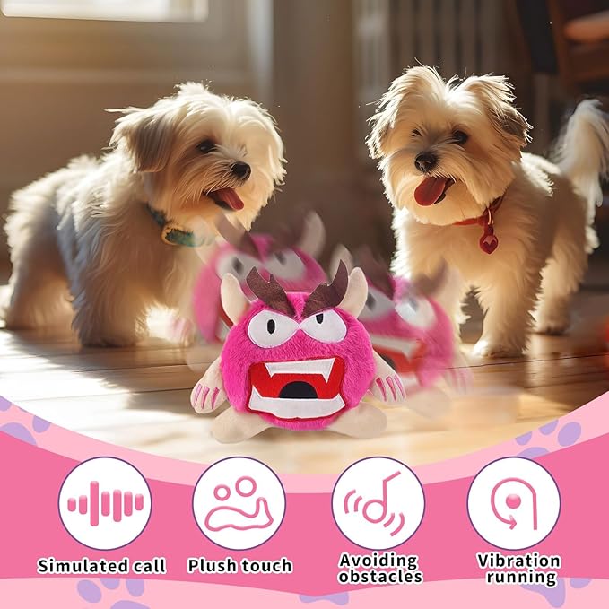 Interactive Dog Toys for Boredom - Upgrade Dog Toys Interactive Monster Plush Ball, Squeaky Moving Dog Ball Toy, Shake Bounce Boredom Talking Toys for Dog Pets Exercise Electronic Toy for Puppy pink