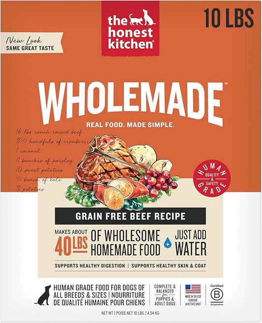 The Honest Kitchen Wholemade™ Dehydrated Grain Free Beef Dog Food, 10 lb Box