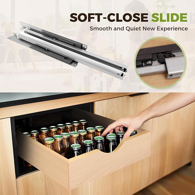 Pull Out Drawers for Cabinet Wood 24" W x 23" D x 4.5" H Slide Out Organizer and Storage Kitchen Cabinet Drawers Slide Out Shelves Pull Out Shelves in Kitchen Pantry Bathroom with Soft Close