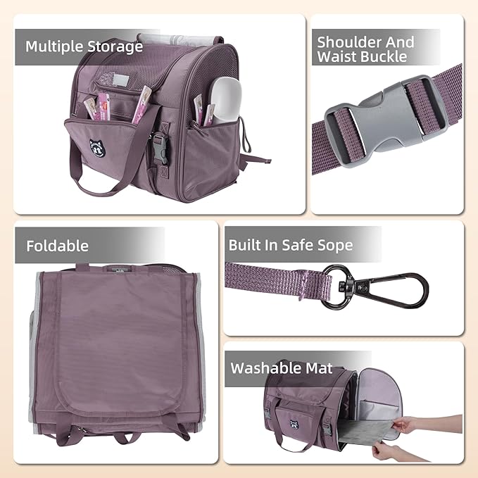Lollimeow Expandable Cat Carrier Backpack for Large Cats - Airline Approved Pet Carrier Backpack for Small Dogs, Hiking & Travel, Waterproof with Breathable Mesh, 22lbs Capacity (Plum, Large)