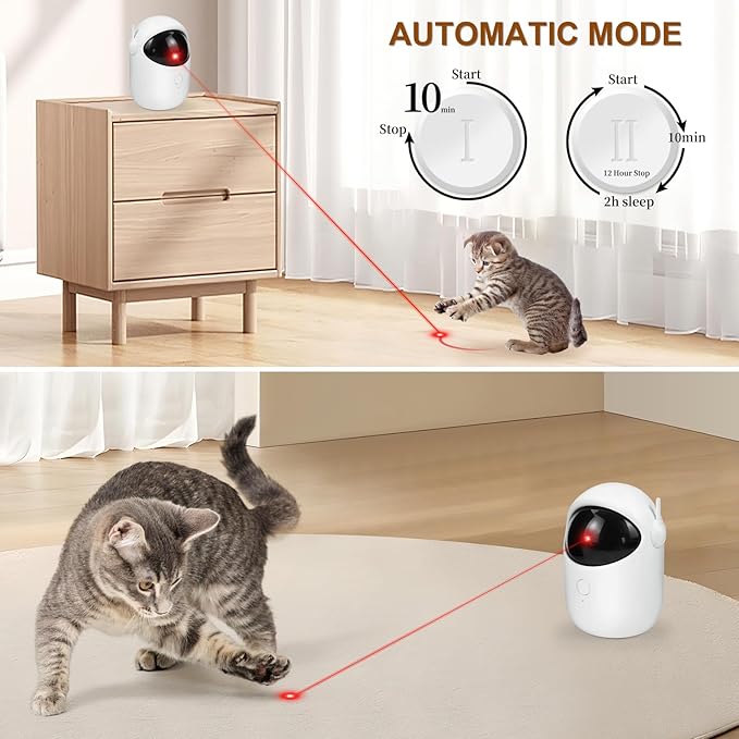 Automatic Cat Laser Toy Interactive 5 Speed Modes with Timer Rechargeable Cat Toys for Indoor Cats/Kitten/Dogs