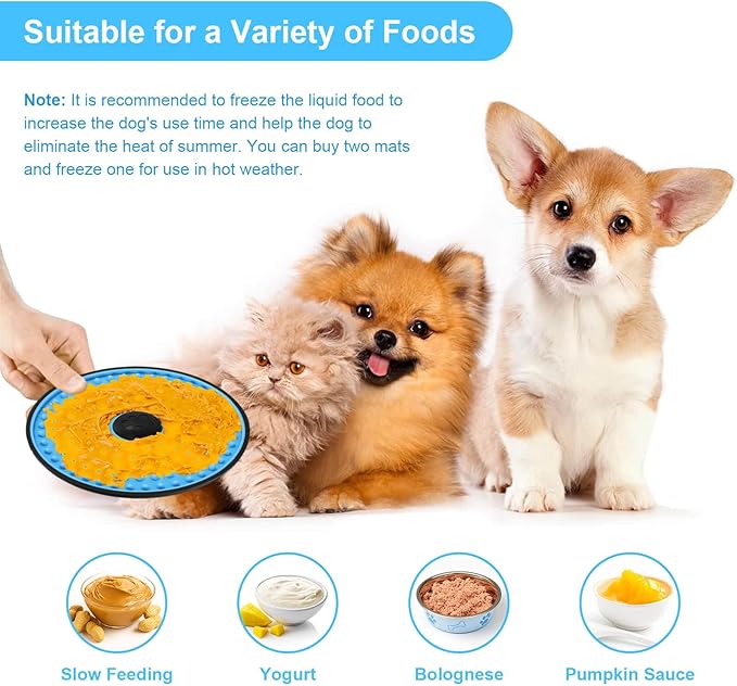 Dog Lick Mat, for Crate Training and Reducing Anxiety, Made of Natural Rubber, Promotes Healthy Feeding and Oral Hygiene