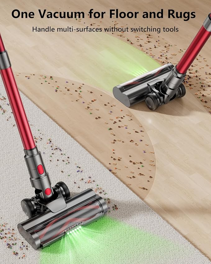 Cordless Vacuum Cleaner, 580W 48Kpa 65Mins Vacuum Cleaner for Home, Stand-Free Stick Vacuum, OLED Display, Auto Scrap Dust Tech, Lightweight, Anti-Tangle Vacuum Cordless for Woodfloor Carpet Pet Hair