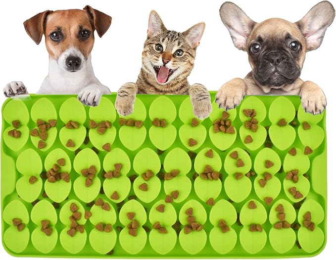 Silicone Snuffle Mat for Dogs Slow Feeder Lick Mat with Suction Cups Dogs Sniff Mat Dogs & Cats Entertainment Toys for Boredom(Green)