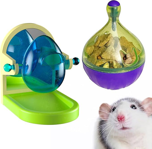 Rat Enrichment and Sniffing Toy set , Interactive Toys for Rat Guinea Pig Rabbit and Small Animal, Rats Puzzle Foraging ToyTreat Dispensing Slow Toy for Rat cage Accessories. One set contains 2 toys