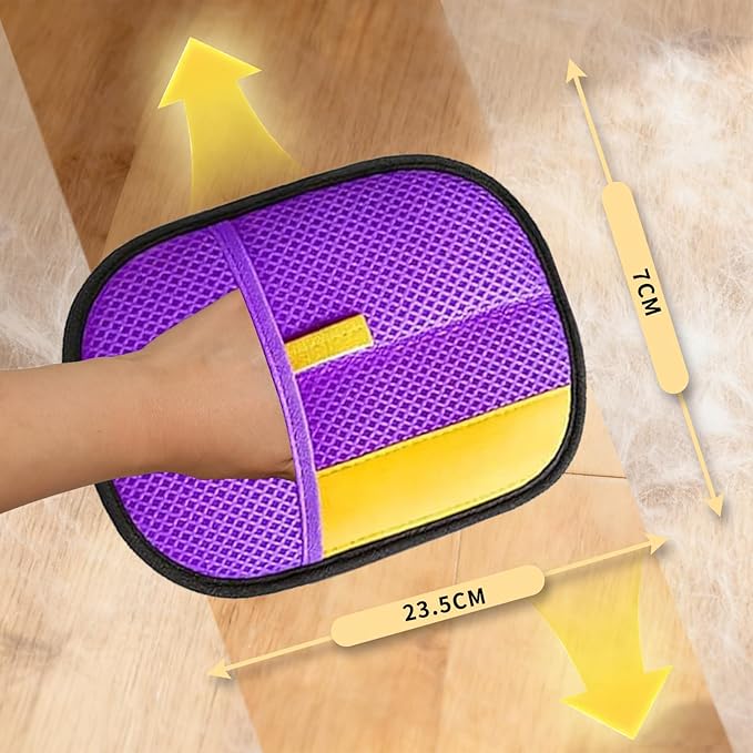 Pet Hair Removal Glove - Reusable Magic Brush Glove for Dog & Cat Hair Removal on Furniture, Car Seats, Clothes & Bedding (Purple)
