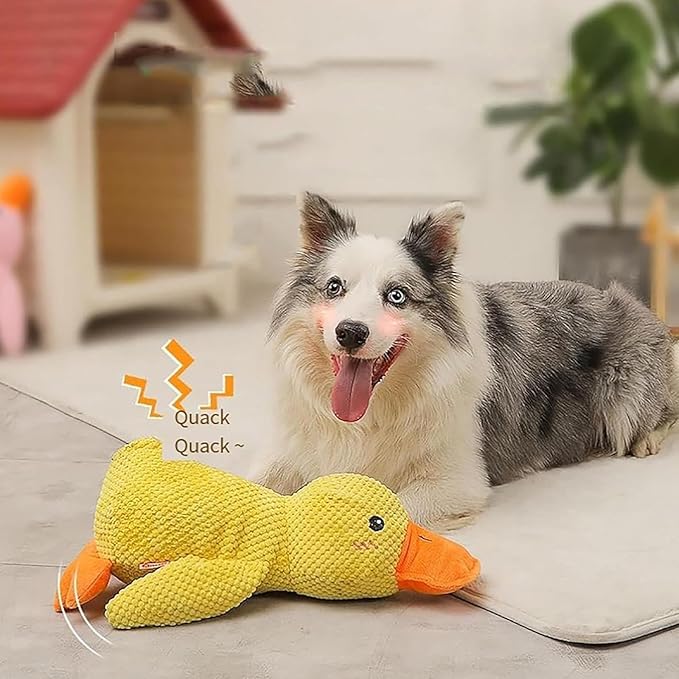 Calming Duck Toy for Dogs, The Dog Calming Duck, Dogs' Emotional Support Ducks, Yellow Stuffed Ducks Dog Chew Toys, Interactive Toys for Chewers (Pink+Yellow)