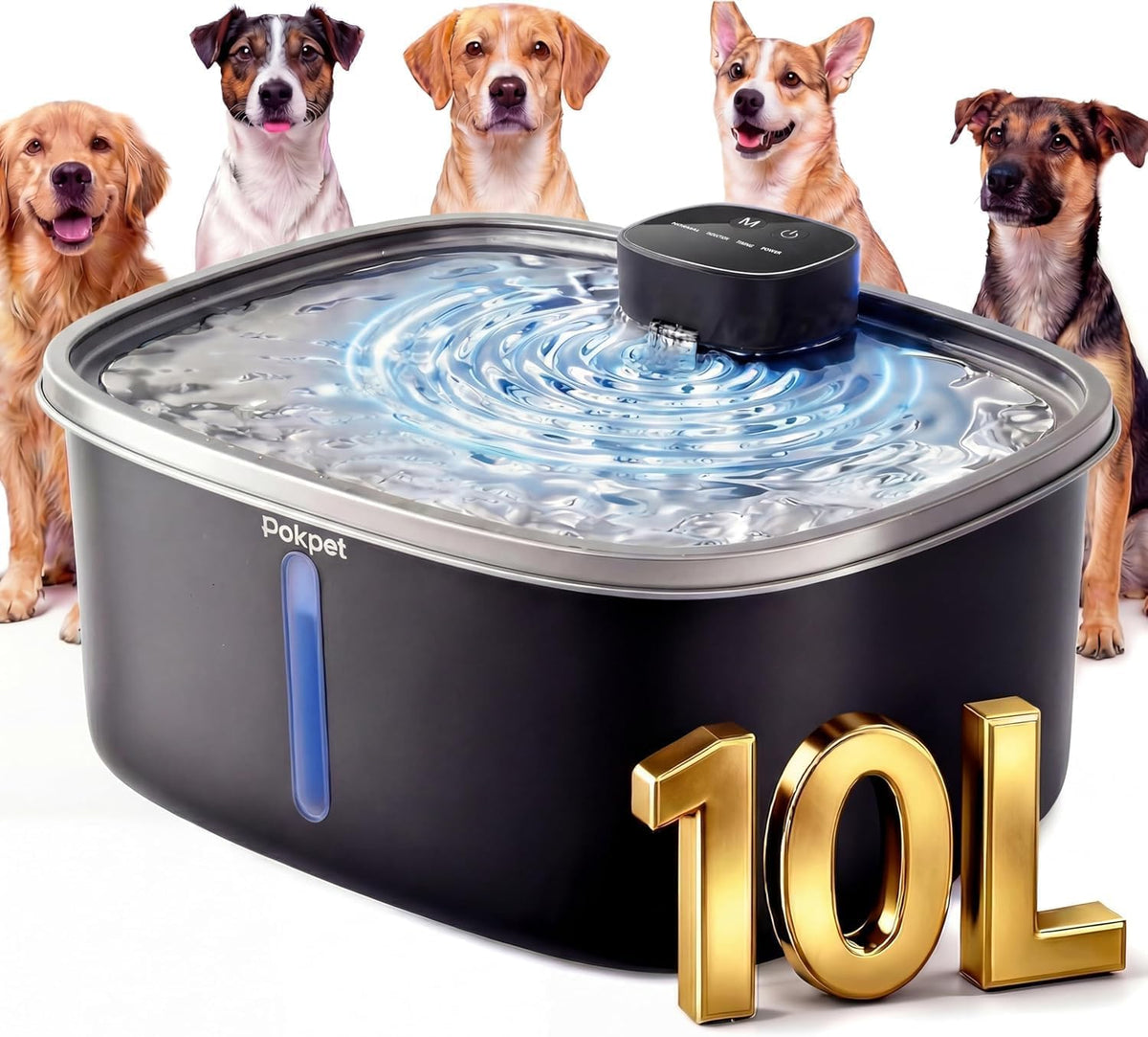 Cat Dog Water Fountain, Stainless Wireless Pet Water Bowl