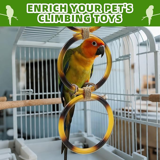 2 PCS Reptile Climbing Loops, Snake Climbing Rings, Snakes Tank Accessories for Ball Python & Climb Pet-Terrarium Enrichment Toys for Snakes, Iguana, Chameleon, Parrot, Lizard (Amber)