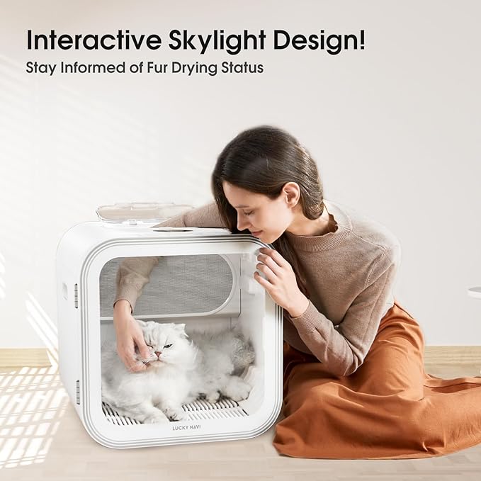 Lucky NAVl Automatic Pet Dryer Box for Cats and Small Dogs, Ultra Quiet 62L Big Capacity Dog Dryer Box, Cat Dryer Cage with Smart Temperature Control, 360" Pet Dryer Box for Pet Grooming(62.0L)