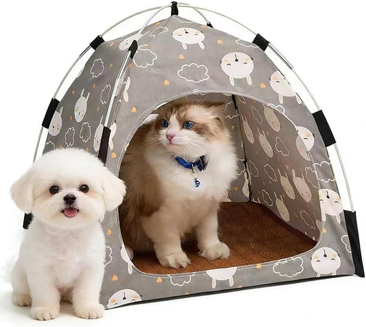 Cat Tent Indoor Outdoor, Portable Pet Cave for Small Dogs & Kittens with Removable Cushion Non-Slip Bottom Foldable Travel Cat House