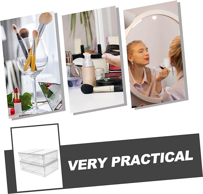 2pcs Acrylic Cosmetic Box Makeup Organizer Desktop Sundry Holder Storage Boxes Lids Decorative Organizing