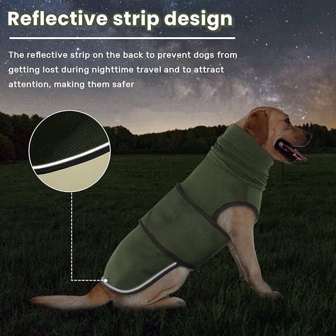 IDOMIK Dog Anxiety Calming Hoodie - Breathable Dog Anxiety Jacket Vest for Thunderstorms, Fireworks, Vet Visits, Separation - Adjustable Noise Block & Ear Protection Recovery, Green, XL