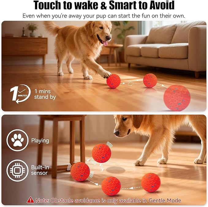 Interactive Dog Toys - Chew-Proof Dog Ball for Aggressive Chewers, Self-Moving Automatic Vibration with 3 Modes, IP54 Waterproof E-TPU, Ideal for Medium and Large Dogs