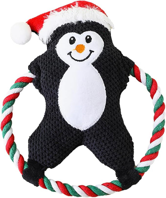 Squeaky Plush Dog Toys for Anxiety Relief & Teeth Maintenance | Cute Cartoon Interactive Stuffed Toy for Dogs/Cats | Trusted Chew - Strong Material, Portable Pet Plaything (Black)