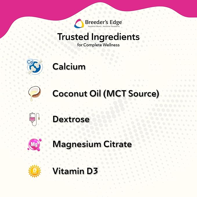Breeder's Edge Oral Cal Plus Gel, Whelping and Queening Calcium Supplement Gel for Dogs and Cats Delivers 3 Calcium Sources in Labor to Support Strong and Normal Contractions, 30ml Paste