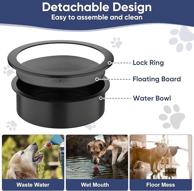 XIAZ Slow Feeder Dog Bowl Stand - Elevated Dog Food and Water Bowl Set for Large Medium Sized, 5 Heights Adjustable, Non-Slip, Durable, Prevents Bloating & Improves Digestion Blue