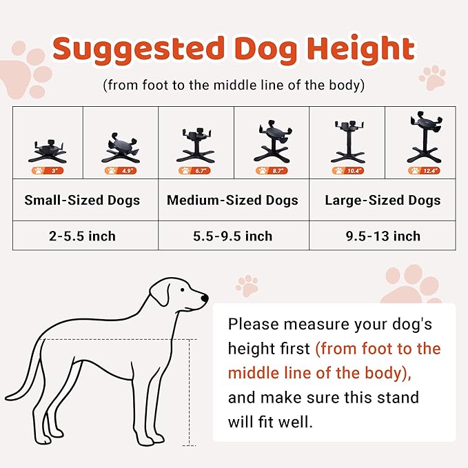 Elevated Adjustable Dog Bowl Feeding Stand, 3 Heights and Tiled Ajudst, Compatible with Moost Feeding Bowls, Great for Medium Large Dogs (2 Pack-C)