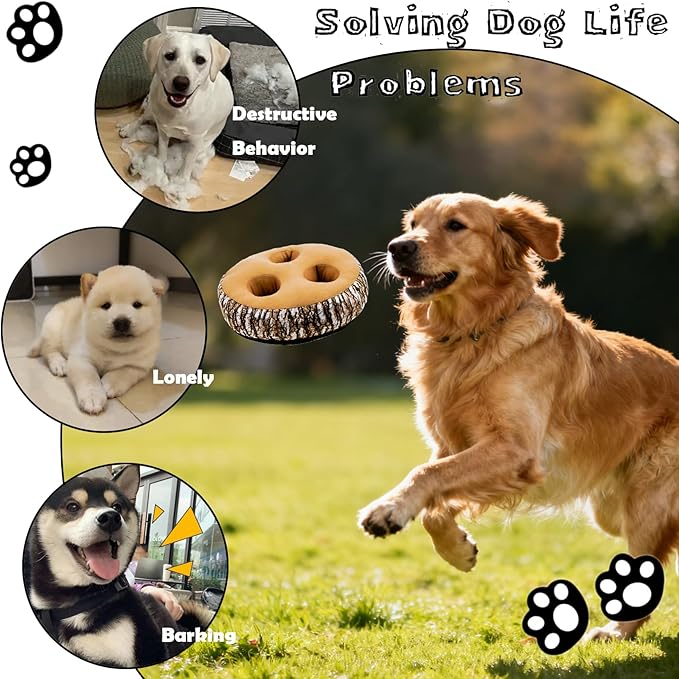 Hide and Seek Dog Toys, 2-in-1 Interactive Squeaky Toys with Detachable Non-Slip Base, Treat Dispensing & Flying Disc Fetch, Enrichment Toys for Small Medium Large Dogs