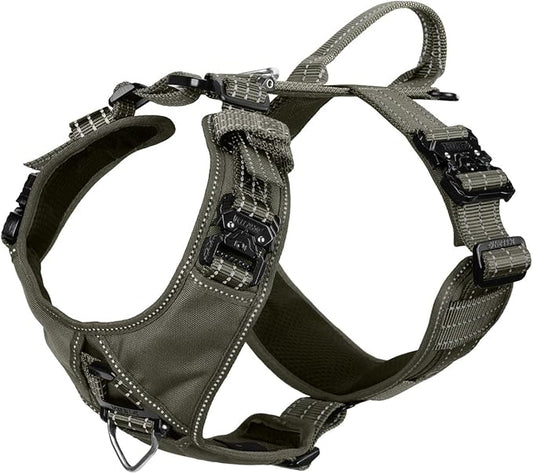 ICEFANG Dog Strap Harness with 4 x Metal Buckles,for Large Sized Dog,K9 Vest,Y-Shape Chest,Adjustable Pet Harness,No-Pull Front Leash Clip (Large (Pack of 1), Green)