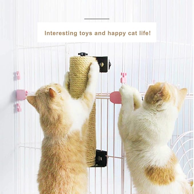 Cat Scratching Post Cage Mounted Cat Scratcher Space-Saving Sisal Scratch Post for Cat Grinding Claws Scratching and Climbing